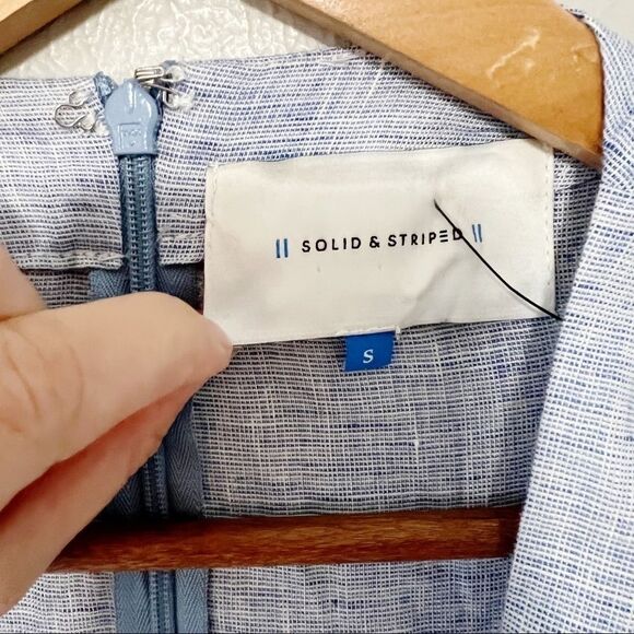 Solid & Striped Cape Linen Jumpsuit blue white - Picture 9 of 9